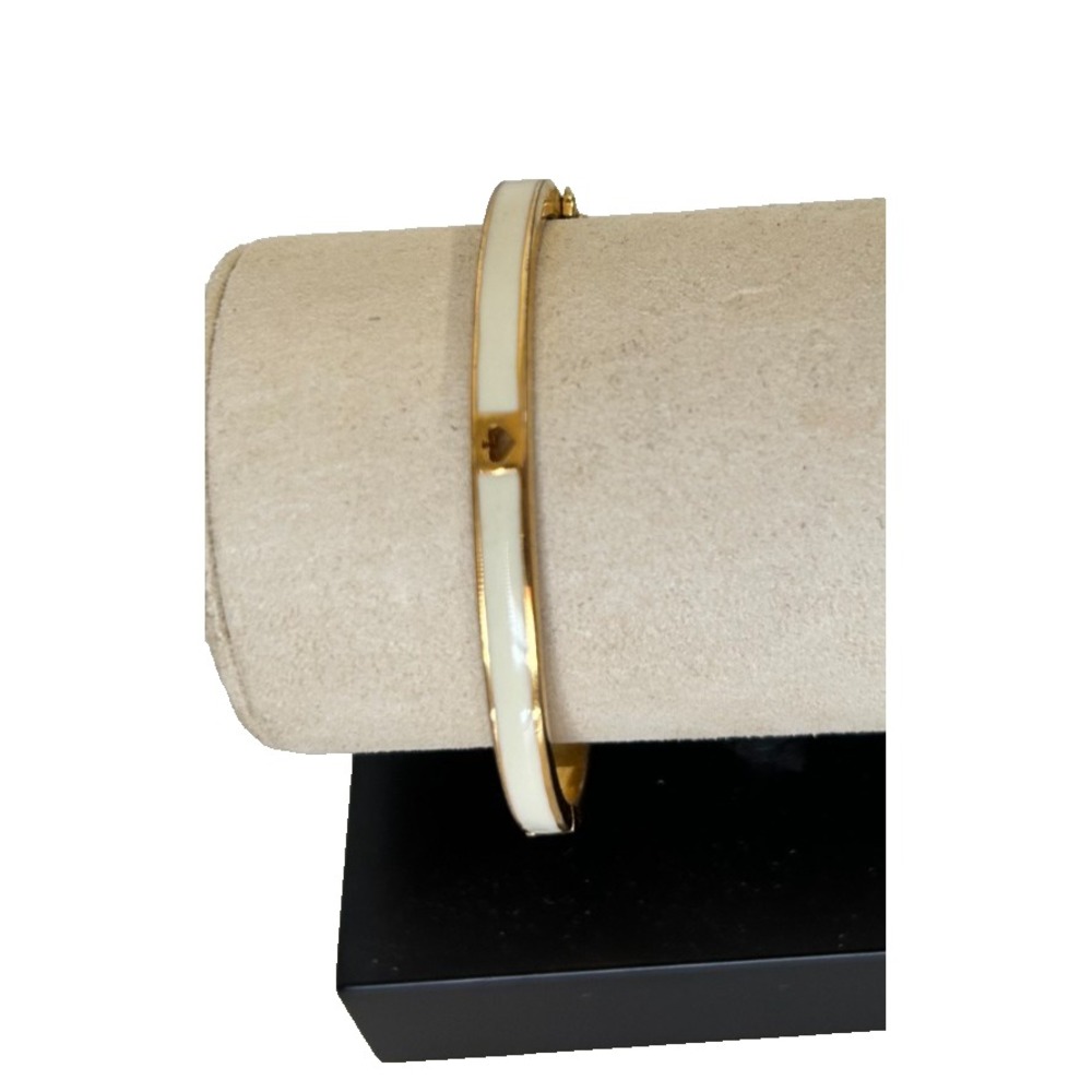 Kate Spade New York Spot Spade Enamel Hinge Bangle Bracelet Minimalist White Gld - Picture 15 of 16